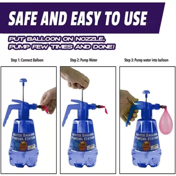 imageWater Balloon Portable Filling 3in1 Pumping Station Pump Fills with Air or Water Includes 500 Balloons and Water Pump for Kids Parties