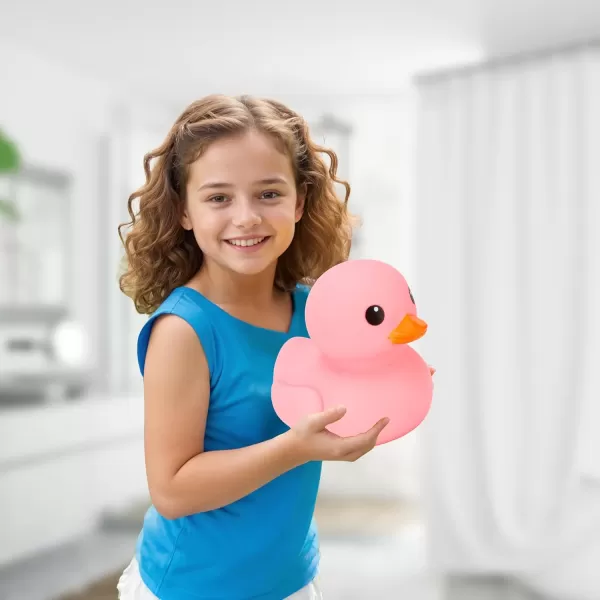 imageXL Jumbo Large Rubber Duck Bath Toy  No Hole Giant Duck Waterproof Big Duckie Baby Shower Water Toy Without Hole for Kids Home Decor Party Gift 8Inches PinkPink
