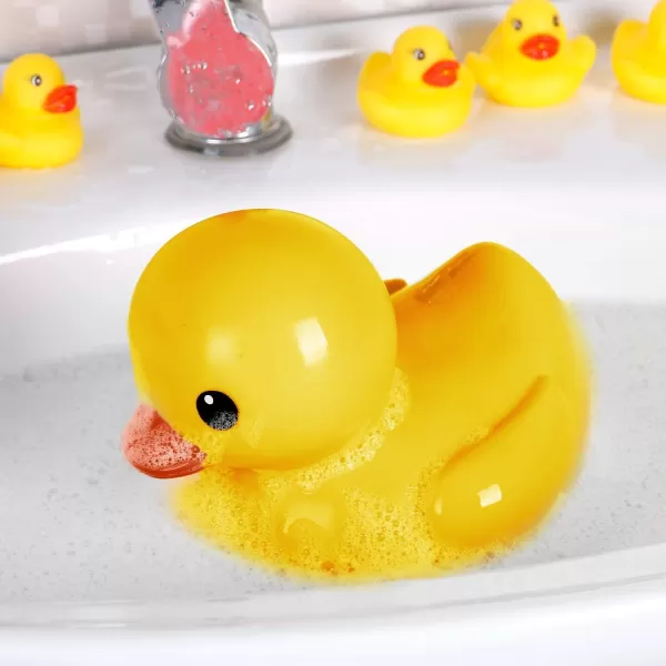 imageXL Jumbo Large Rubber Duck Bath Toy  No Hole Giant Duck Waterproof Big Duckie Baby Shower Water Toy Without Hole for Kids Home Decor Party Gift 8Inches PinkYellow
