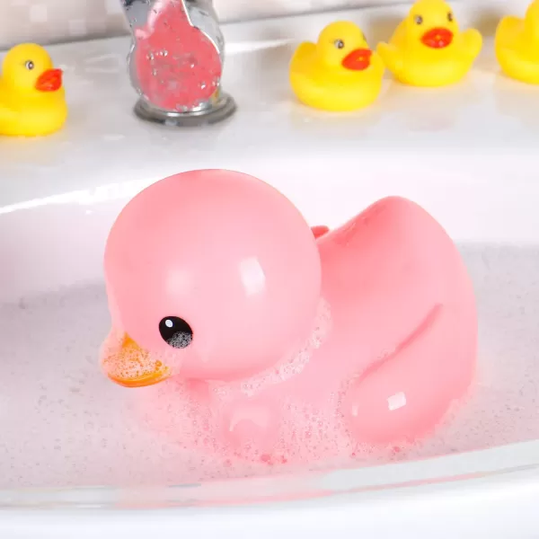 imageXL Jumbo Large Rubber Duck Bath Toy  No Hole Giant Duck Waterproof Big Duckie Baby Shower Water Toy Without Hole for Kids Home Decor Party Gift 8Inches PinkPink