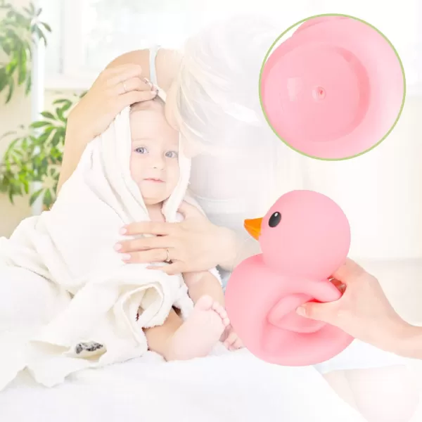 imageXL Jumbo Large Rubber Duck Bath Toy  No Hole Giant Duck Waterproof Big Duckie Baby Shower Water Toy Without Hole for Kids Home Decor Party Gift 8Inches PinkPink