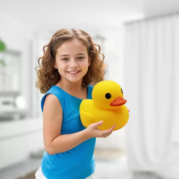 imageXL Jumbo Large Rubber Duck Bath Toy  No Hole Giant Duck Waterproof Big Duckie Baby Shower Water Toy Without Hole for Kids Home Decor Party Gift 8Inches PinkYellow