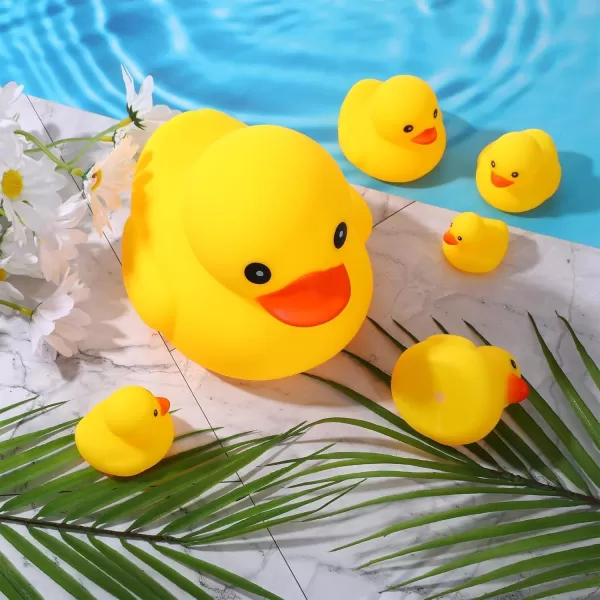 imageXL Jumbo Large Rubber Duck Bath Toy  No Hole Giant Duck Waterproof Big Duckie Baby Shower Water Toy Without Hole for Kids Home Decor Party Gift 8Inches PinkYellow