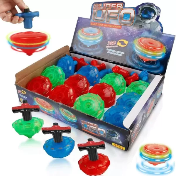image12Pack Light Up Spinner Tops  UFO Spinning Tops with Gyroscope LED Flashing Toy Bulk Novelty Party Favors ampamp Fun Stocking Stuffers Goodie Bag Fillers for Kids