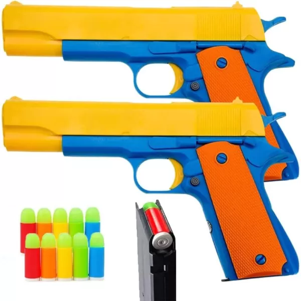 image2 Pack  Kids Toy Gun Realistic 11 Scale Colt M1911 for Training or Play Pistol with Soft Rubber Bullets Ejecting Magazine and Pull Back Action