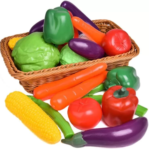 image20 Pieces Play Vegetables Playset  LifeSized Toy Food for Kids Kitchen Healthy Farmers Market Grocery Pretend Play Plastic Toy Set for Toddlers
