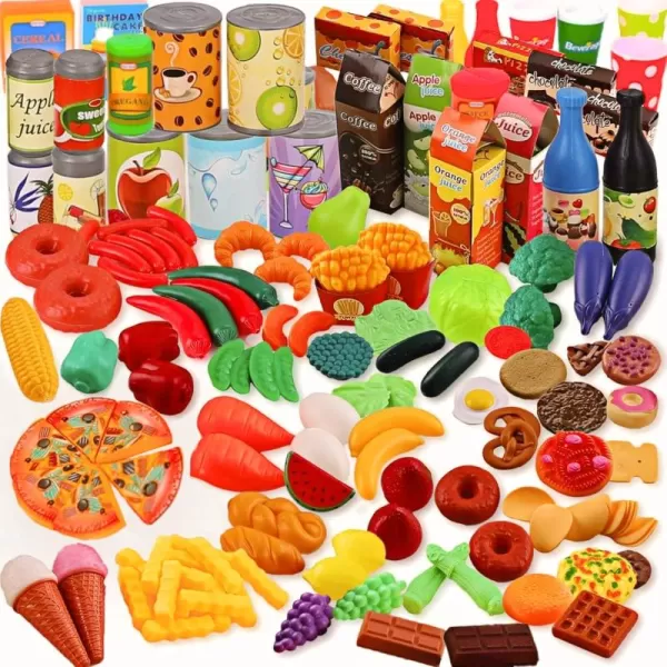 image50 PCS Kids Deluxe Pretend Play Food Set with Kitchen Tools Breakfast Fast Food Ice Cream ampamp Desserts  Fun ampamp Interactive Gourmet Toy Assortment Playset for Imaginative Play120 Pieces