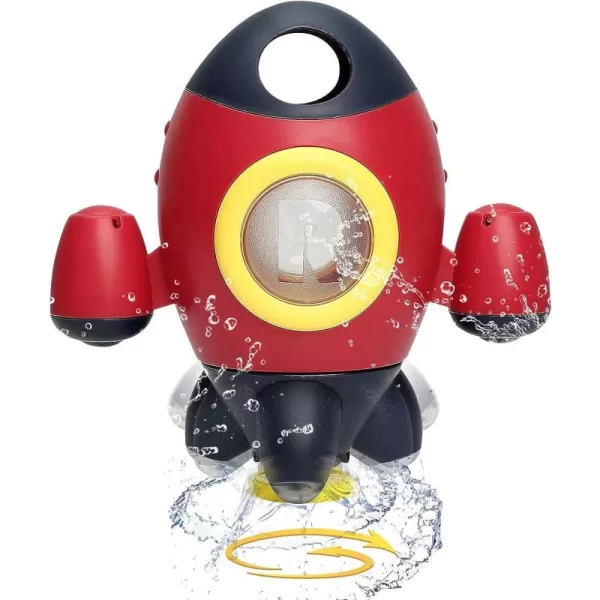 imageBaby Bath Toys Space Rocket Shape Bathtub Toys for Toddlers Spray Water Toys w Rotating Fountain Bathroom Shower Toys for Infants Aged 18 Months 2 3 4 5 Years Old Kids Girls Boys