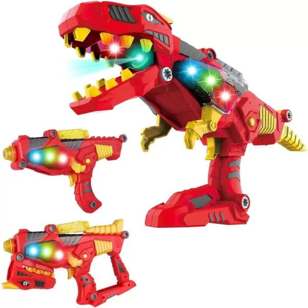 imageDinosaur Toy Gun  3in1 Transforming TRex Blaster with Cool Sound Effects ampamp LED Light Up  Build and Take Apart Toy for Boys ampamp Girls