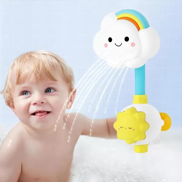 imageElectric Shower Bath Toy Sprinkler Head  Rainbow Cloud Spray Water Baby Toddler Toy for Kids Bathtub and Bathtime Fun