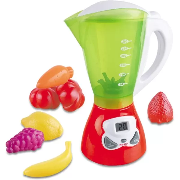 imageJunior Smoothie Maker Juicer Set  Electric Toy Mixer Juice Blender with Plastic Play Food Kitchen Toys for Kids Lights and Sounds for Imaginative Play