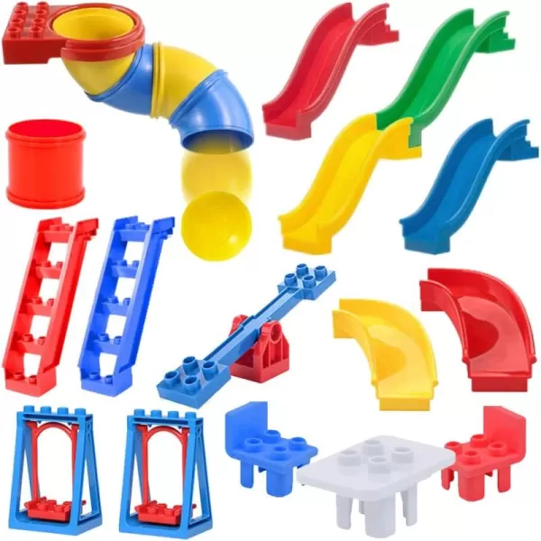 imageLiberty Imports 24 PCS Big Building Blocks Playground Accessories Set Early STEM Learning Creative Building Toy Bricks for Toddlers Kids  Compatible with Duplo