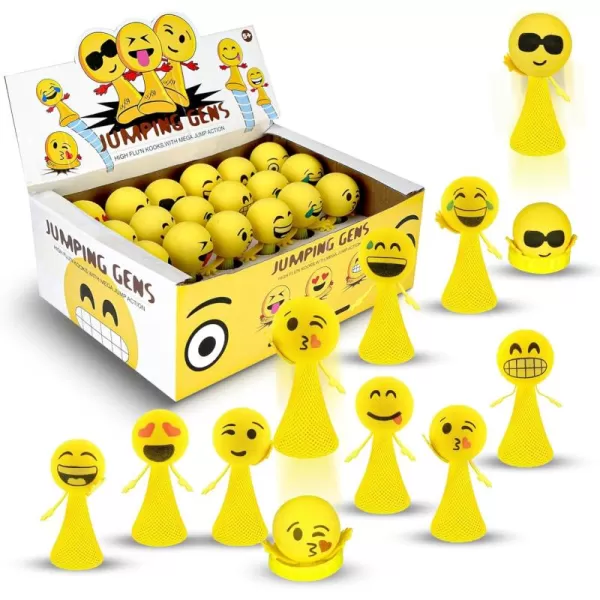 imageLiberty Imports 24 PCS Jumping Emoticon Popper Spring Launchers LED Light Up Toy Bouncy Party Favors Supplies and Goodie Bag Fillers for Kids Toddlers Classic EditionClassic Edition