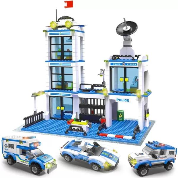 imageLiberty Imports 736 Pieces City Police Station ampamp Car Building Blocks Set with 3 Police Cars Toy Cop Patrol Car Prison Car Construction Toy Building Bricks Kit Gift for Boys Girls 612Police Station