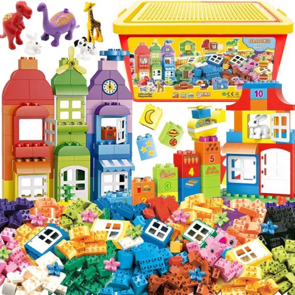 imageLiberty Imports Big Building Blocks 166 Pieces with Storage Organizer Box Large Bricks Set Educational Learning Classic Construction Toy Set for Toddlers Kids  Compatible with Duplo