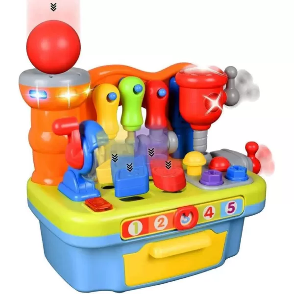 imageLiberty Imports Musical Learning Workbench Toddler Toys for Boys Girls Kids Baby Early Education Toy Shape Sorter with Lights ampamp Sounds for Teaching Colors Shapes Numbers