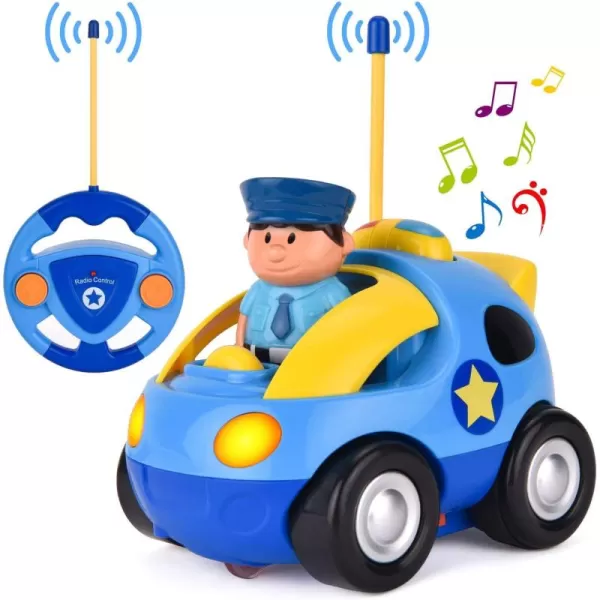 imageLiberty Imports My First Cartoon RC Remote Control Cars for Toddlers Ages 13 Radio Control Toy for Baby Kids 18 Months Police Car