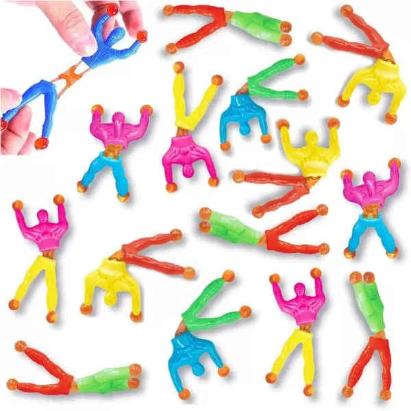 imageLiberty Imports Sticky Wall Climbing Ninjas with DIY Costume Stickers Stretchy Climbers Window Crawlers Party Favor Tricky Novelty Toys Climbing Rolling Men for Kids Pack of 24Climbing Men
