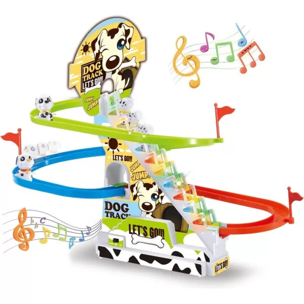 imageMusical Penguin Orbit Chasing Race Track Game Set  Playful Roller Coaster Playset with LED Flashing Lights and Music OnOff Button for Toddlers and KidsDog