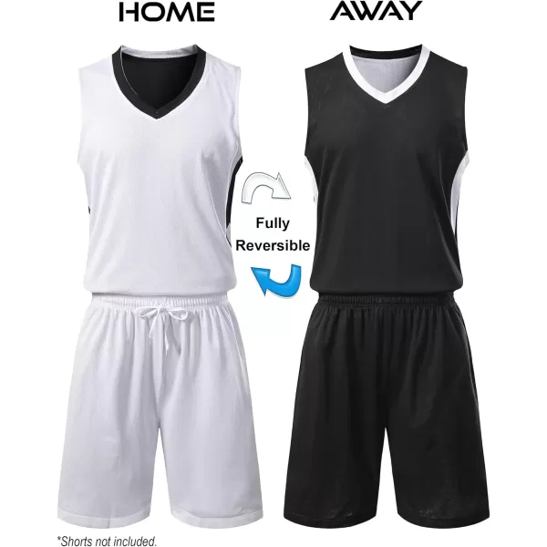 image10 Pack Youth Boys Reversible Mesh Performance Athletic Basketball Jerseys Blank Team Uniforms for Sports Scrimmage BulkBlack  White 10pack