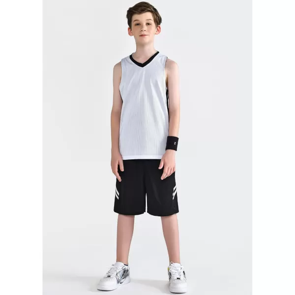 image10 Pack Youth Boys Reversible Mesh Performance Athletic Basketball Jerseys Blank Team Uniforms for Sports Scrimmage BulkBlack  White 10pack