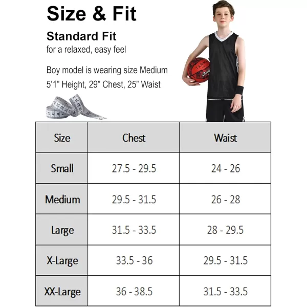 image10 Pack Youth Boys Reversible Mesh Performance Athletic Basketball Jerseys Blank Team Uniforms for Sports Scrimmage BulkBlack  White 10pack