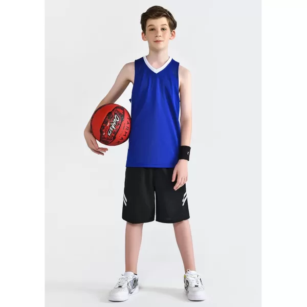 image10 Pack Youth Boys Reversible Mesh Performance Athletic Basketball Jerseys Blank Team Uniforms for Sports Scrimmage BulkBlue  White 10pack