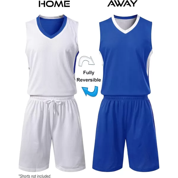 image10 Pack Youth Boys Reversible Mesh Performance Athletic Basketball Jerseys Blank Team Uniforms for Sports Scrimmage BulkBlue  White 10pack