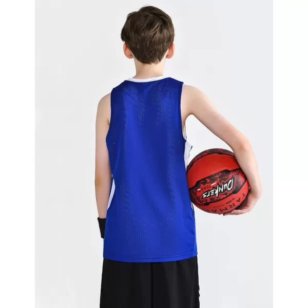 image10 Pack Youth Boys Reversible Mesh Performance Athletic Basketball Jerseys Blank Team Uniforms for Sports Scrimmage BulkBlue  White 10pack