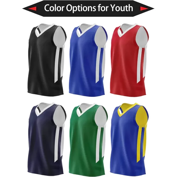 image10 Pack Youth Boys Reversible Mesh Performance Athletic Basketball Jerseys Blank Team Uniforms for Sports Scrimmage BulkBlueYellow 10pack