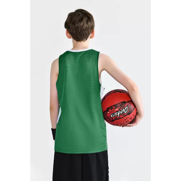 image10 Pack Youth Boys Reversible Mesh Performance Athletic Basketball Jerseys Blank Team Uniforms for Sports Scrimmage BulkGreenWhite 10pack