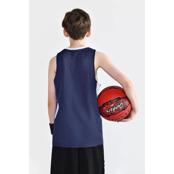 image10 Pack Youth Boys Reversible Mesh Performance Athletic Basketball Jerseys Blank Team Uniforms for Sports Scrimmage BulkNavyWhite 10pack