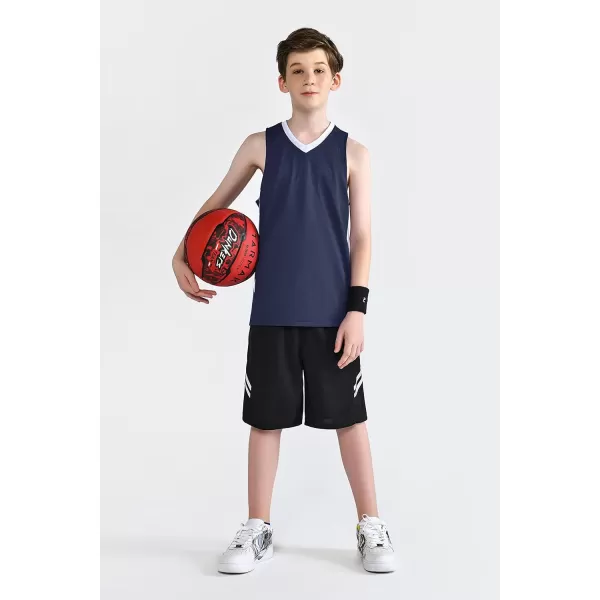 image10 Pack Youth Boys Reversible Mesh Performance Athletic Basketball Jerseys Blank Team Uniforms for Sports Scrimmage BulkNavyWhite 10pack