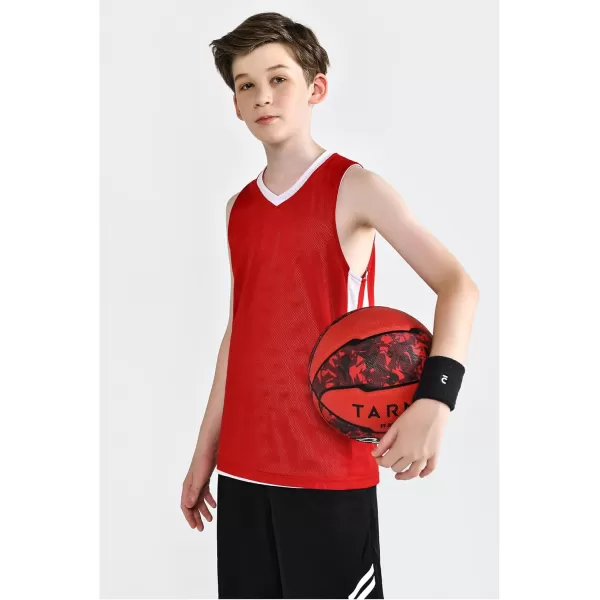 image10 Pack Youth Boys Reversible Mesh Performance Athletic Basketball Jerseys Blank Team Uniforms for Sports Scrimmage BulkRed  White 10pack