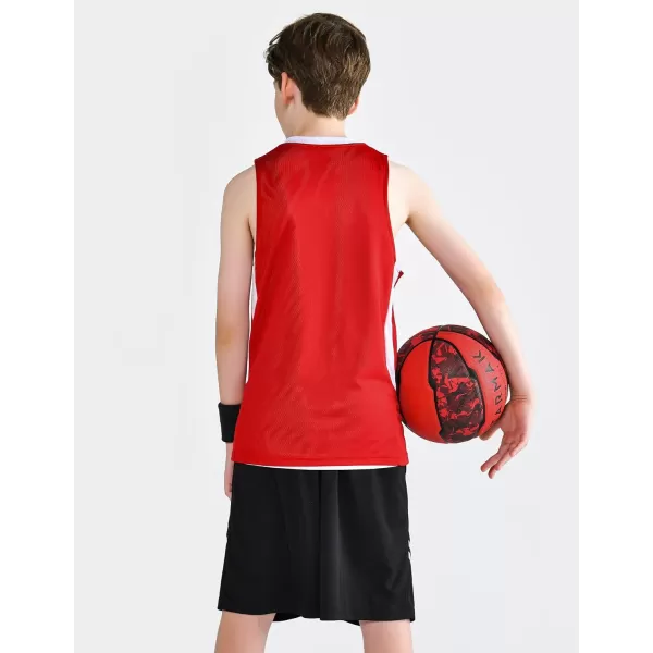 image10 Pack Youth Boys Reversible Mesh Performance Athletic Basketball Jerseys Blank Team Uniforms for Sports Scrimmage BulkRed  White 10pack