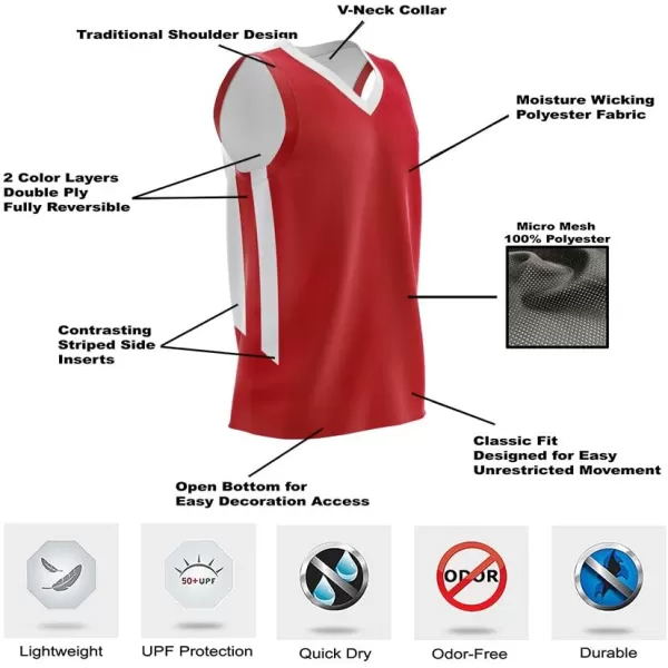 image10 Pack Youth Boys Reversible Mesh Performance Athletic Basketball Jerseys Blank Team Uniforms for Sports Scrimmage BulkRed  White 10pack