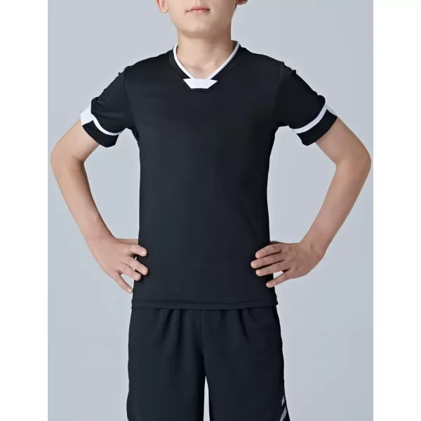 image2 Pack Youth Boys Soccer Jerseys Black White Training Shirts for Kids Dry Fit Athletic Performance Short Sleeve TeesBlackWhite