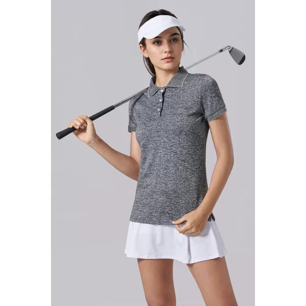 image3 Pack Womens Athletic Dry Fit Polo Shirts Wicking Short Sleeve Collared Golf T Shirt Tennis TopsBluePinkCharcoal