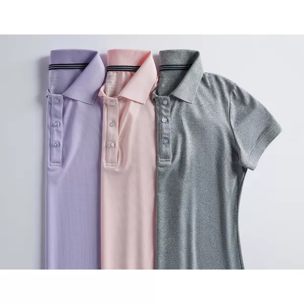 image3 Pack Womens Athletic Dry Fit Polo Shirts Wicking Short Sleeve Collared Golf T Shirt Tennis TopsGrayLavenderLight Pink