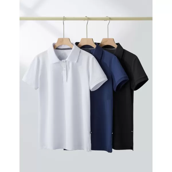 image3 Pack Womens Athletic Dry Fit Polo Shirts Wicking Short Sleeve Collared Golf T Shirt Tennis TopsNavyBlackWhite