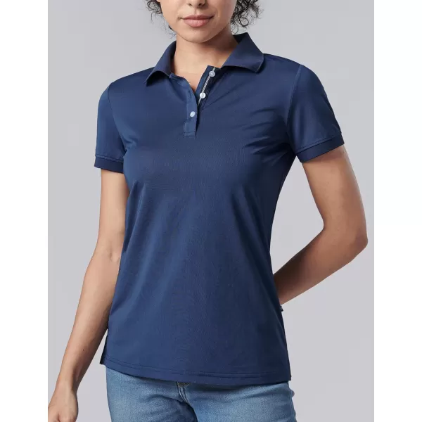 image3 Pack Womens Athletic Dry Fit Polo Shirts Wicking Short Sleeve Collared Golf T Shirt Tennis TopsNavyBlackWhite