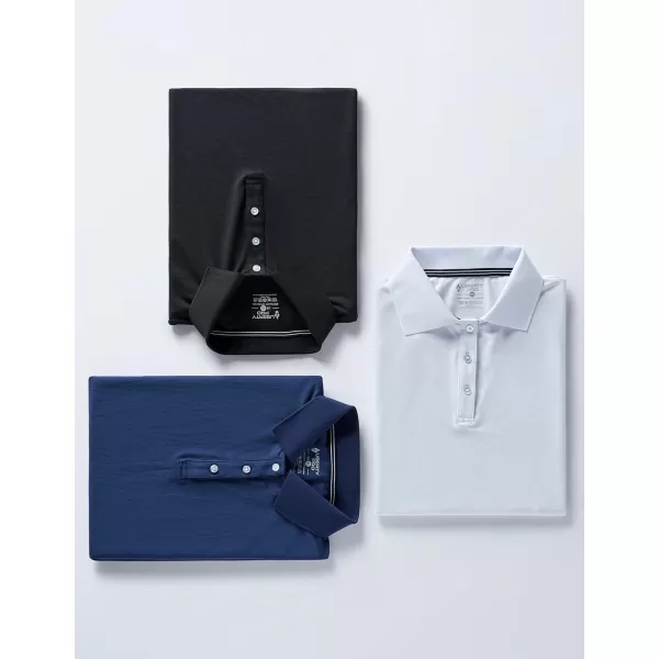 image3 Pack Womens Athletic Dry Fit Polo Shirts Wicking Short Sleeve Collared Golf T Shirt Tennis TopsNavyBlackWhite