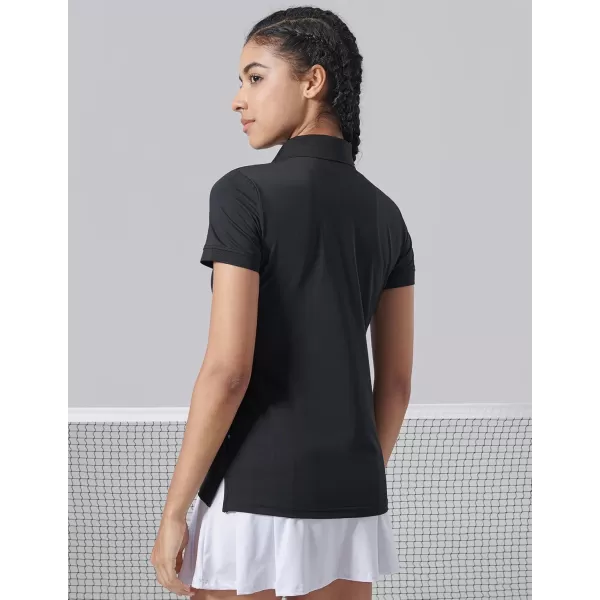 image3 Pack Womens Athletic Dry Fit Polo Shirts Wicking Short Sleeve Collared Golf T Shirt Tennis TopsNavyBlackWhite