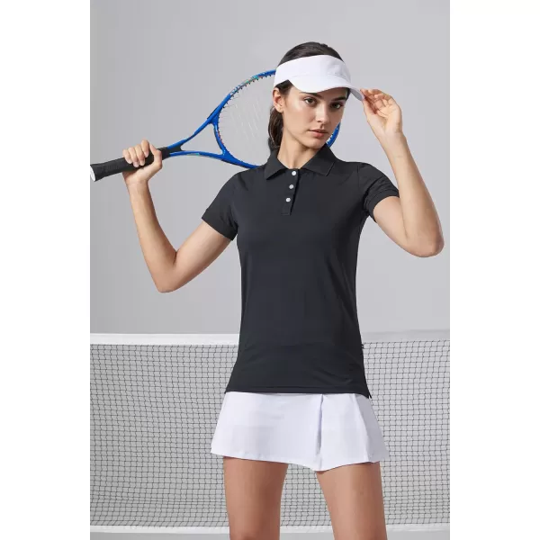 image3 Pack Womens Athletic Dry Fit Polo Shirts Wicking Short Sleeve Collared Golf T Shirt Tennis TopsNavyBlackWhite