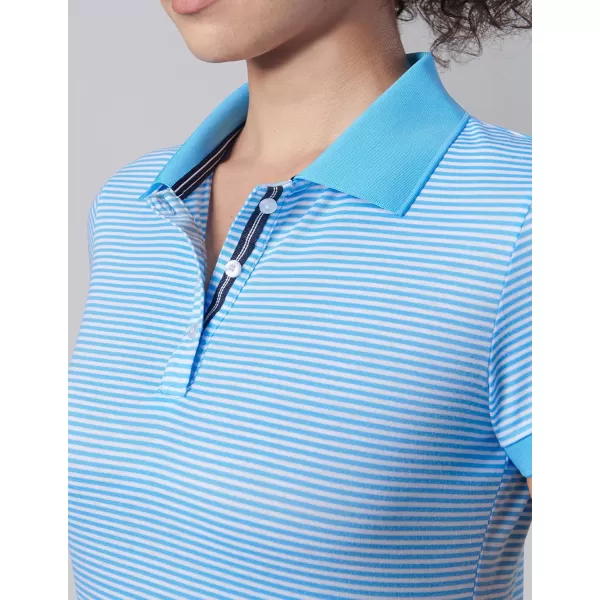 image3 Pack Womens Athletic Dry Fit Polo Shirts Wicking Short Sleeve Collared Golf T Shirt Tennis TopsStripe RedCharcoalLight Blue