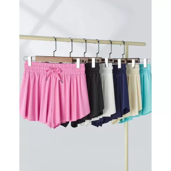 image3 Pack Womens Flowy Running Shorts 2in1 Butterfly Skirts with Shorts Underneath Spandex Athletic Casual Gym Workout LoungeBlack