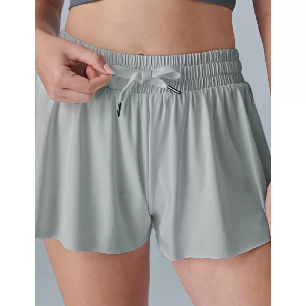 image3 Pack Womens Flowy Running Shorts 2in1 Butterfly Skirts with Shorts Underneath Spandex Athletic Casual Gym Workout LoungeBlackGrayLight Lavender