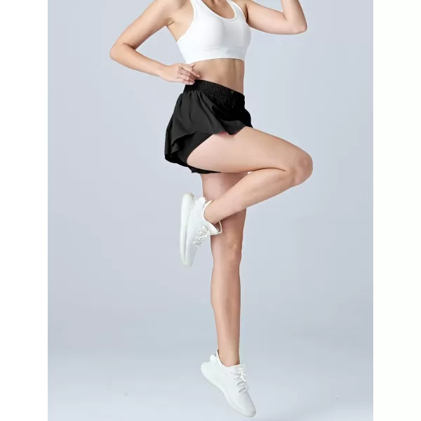 image3 Pack Womens Flowy Running Shorts 2in1 Butterfly Skirts with Shorts Underneath Spandex Athletic Casual Gym Workout LoungeBlackGrayLight Lavender