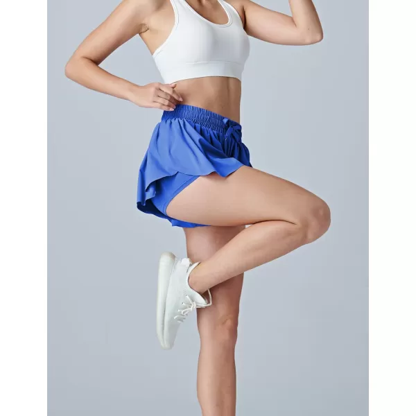 image3 Pack Womens Flowy Running Shorts 2in1 Butterfly Skirts with Shorts Underneath Spandex Athletic Casual Gym Workout LoungeBlackRoyalMaroon