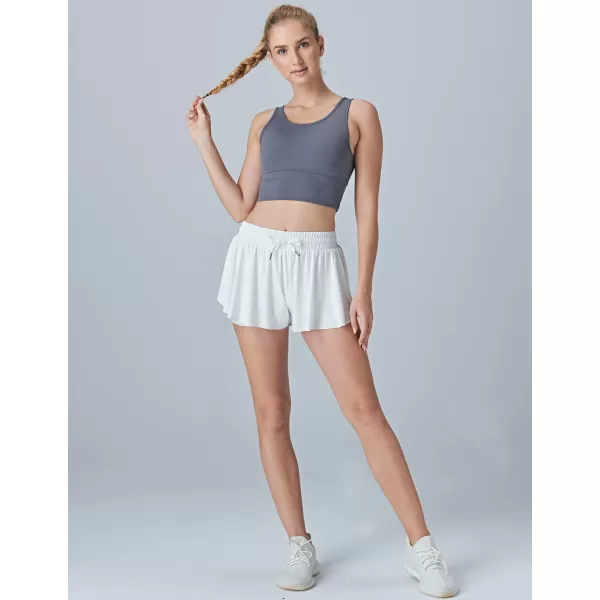 image3 Pack Womens Flowy Running Shorts 2in1 Butterfly Skirts with Shorts Underneath Spandex Athletic Casual Gym Workout LoungeBlackWhiteRed Violet